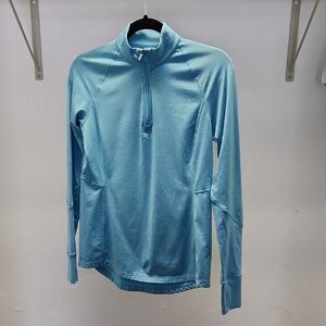 Womens Jockey Light Turquoise Blue Marbled Half-Zip Pullover Size PS